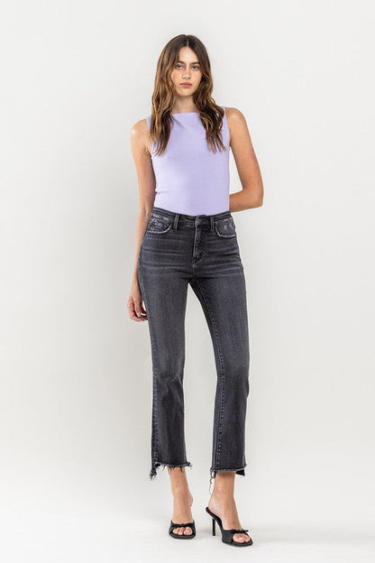 High Rise Raw Step Hem Crop Flare Jeans RIGHTEOUSNESS by VERVET by Flying Monkey | Fleurcouture