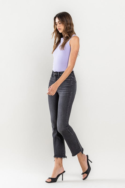 High Rise Raw Step Hem Crop Flare Jeans RIGHTEOUSNESS by VERVET by Flying Monkey | Fleurcouture