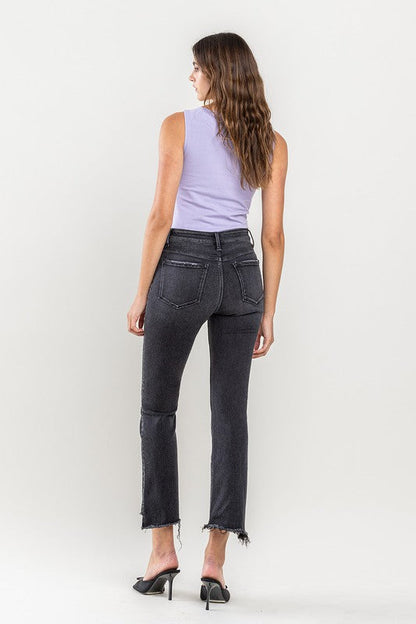 High Rise Raw Step Hem Crop Flare Jeans RIGHTEOUSNESS by VERVET by Flying Monkey | Fleurcouture