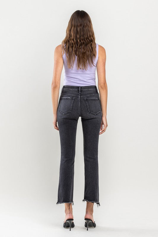 High Rise Raw Step Hem Crop Flare Jeans RIGHTEOUSNESS by VERVET by Flying Monkey | Fleurcouture