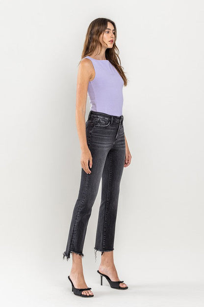 High Rise Raw Step Hem Crop Flare Jeans RIGHTEOUSNESS by VERVET by Flying Monkey | Fleurcouture