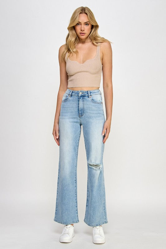 HIGH RISE RELAXED WIDE LEG LIGHT DENIM 9 by Denim Lab USA | Fleurcouture