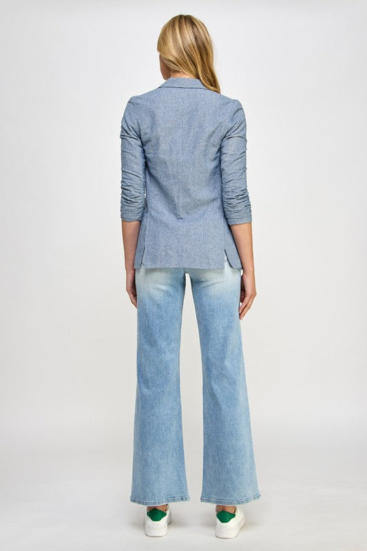 HIGH RISE RELAXED WIDE LEG LIGHT DENIM by Denim Lab USA | Fleurcouture