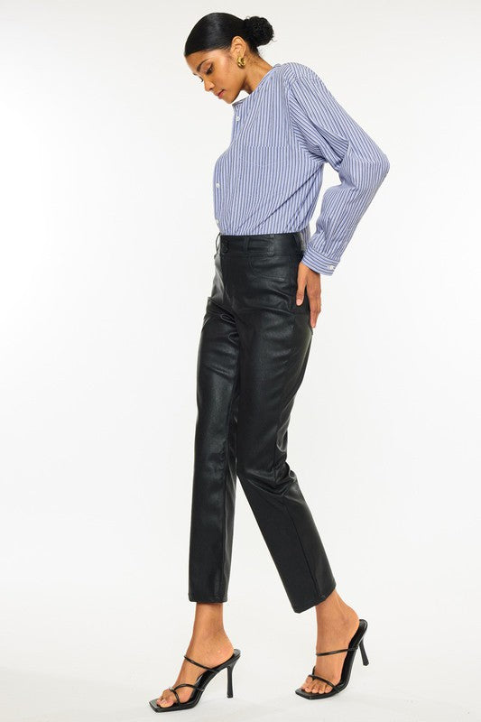 High Rise Skinny Straight Jean Black by Kan Can USA | Fleurcouture