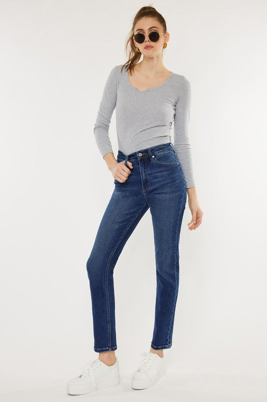 High Rise Slim Straight Jeans DARK 1/24 by Kan Can USA | Fleurcouture