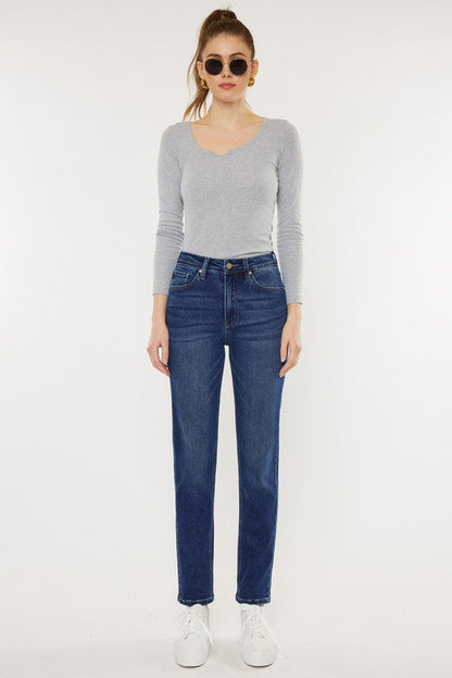 High Rise Slim Straight Jeans DARK by Kan Can USA | Fleurcouture