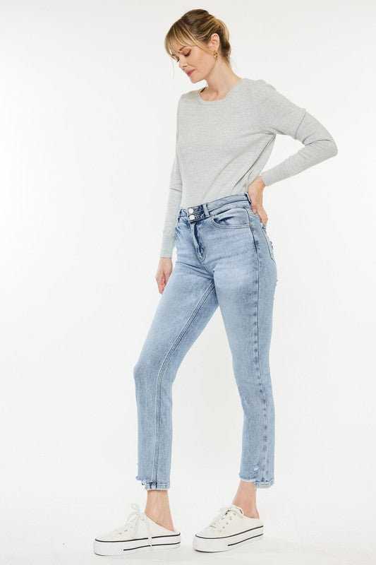 High Rise Slim Straight Jeans LIGHT by Kan Can USA | Fleurcouture