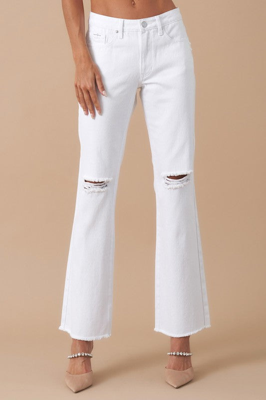 High Rise Slim Straight OPTIC WHITE 3 by Denim Lab USA | Fleurcouture