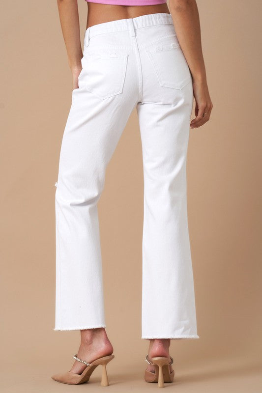 High Rise Slim Straight OPTIC WHITE by Denim Lab USA | Fleurcouture