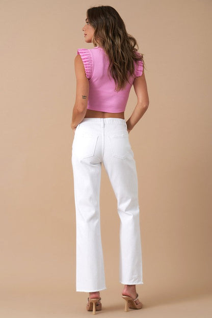 HIGH RISE SLIM STRAIGHT OPTIC WHITE by Insane Gene | Fleurcouture