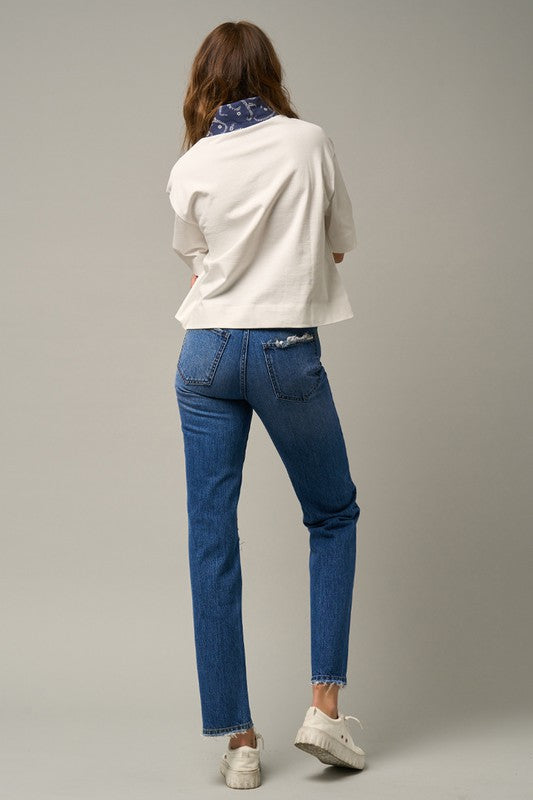 HIGH RISE STRAIGHT JEANS DARK by Insane Gene | Fleurcouture