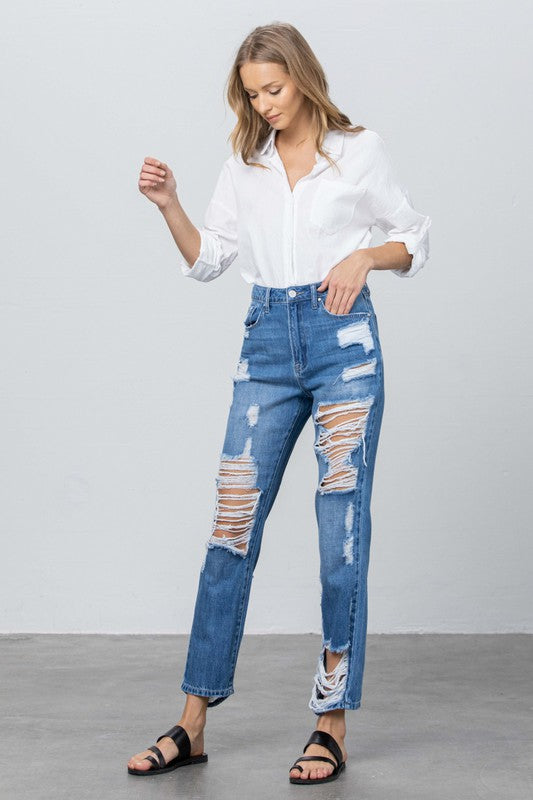 HIGH RISE STRAIGHT JEANS MEDIUM by Insane Gene | Fleurcouture