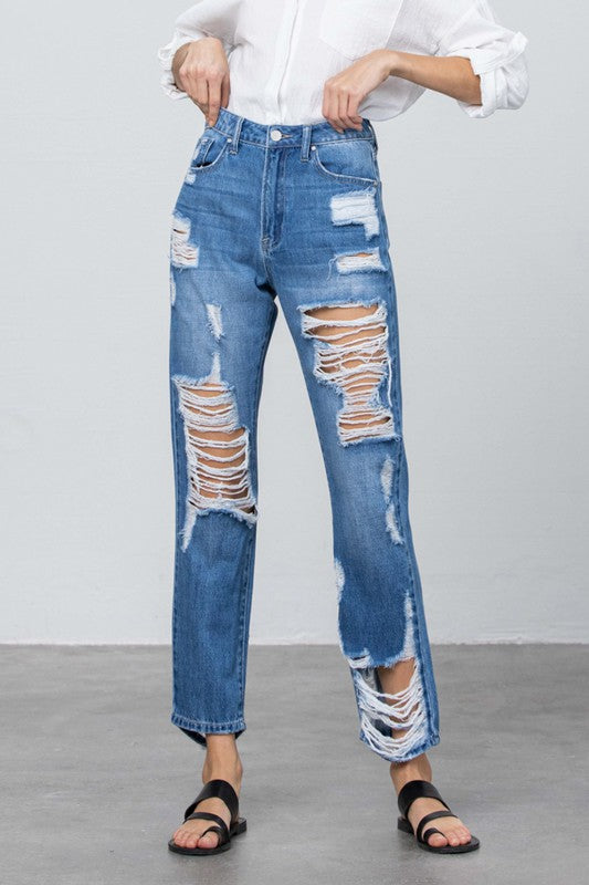 HIGH RISE STRAIGHT JEANS MEDIUM by Insane Gene | Fleurcouture