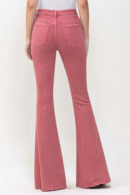 High Rise Super Flare Jeans MINERAL RED by VERVET by Flying Monkey | Fleurcouture