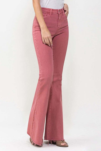 High Rise Super Flare Jeans MINERAL RED by VERVET by Flying Monkey | Fleurcouture