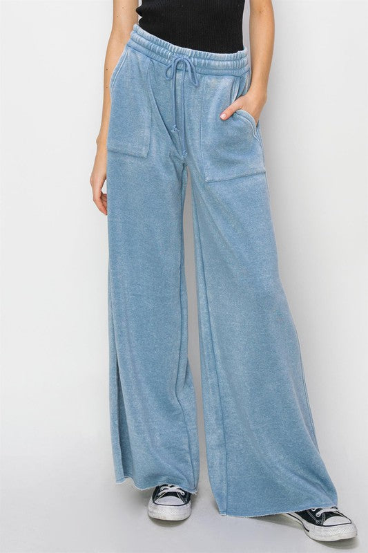 High Rise Wide Leg Drawstring Pants by HYFVE | Fleurcouture