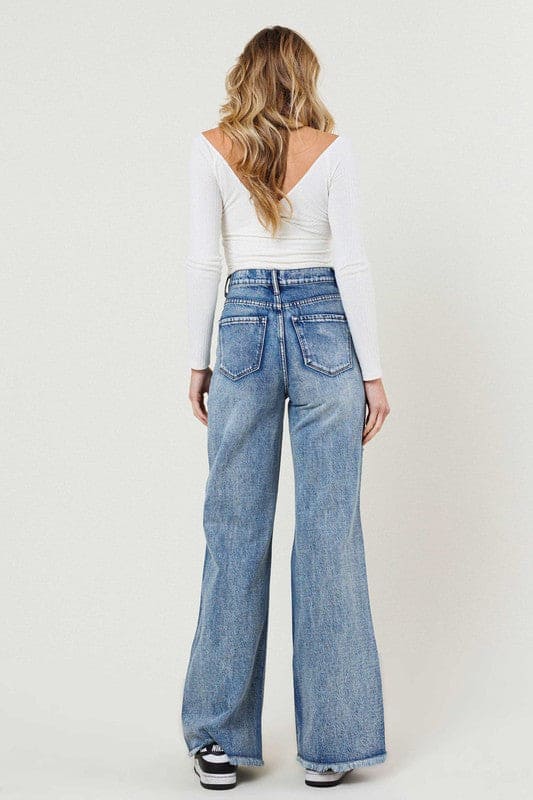 High Rise Wide Leg Jeans in a Vintage Acid Wash Medium Stone by Vibrant M.i.U | Fleurcouture