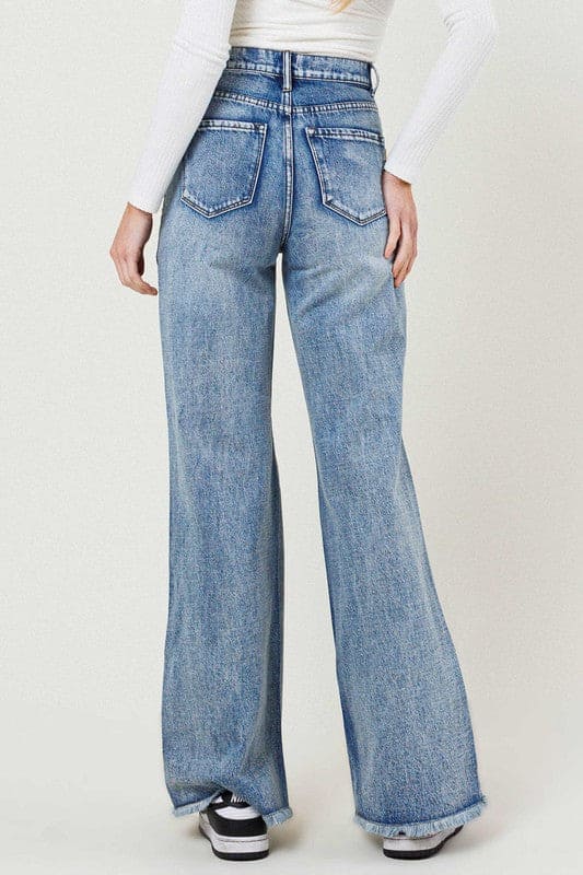 High Rise Wide Leg Jeans in a Vintage Acid Wash Medium Stone by Vibrant M.i.U | Fleurcouture