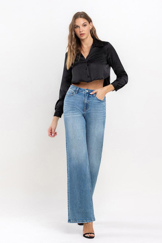 High Rise Wide Leg Jeans RIGHTEOUSLY by VERVET by Flying Monkey | Fleurcouture