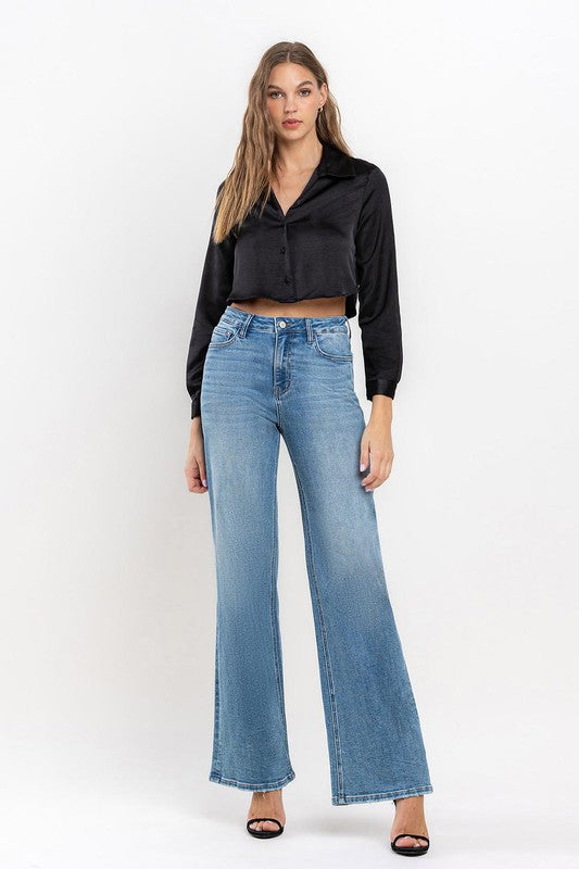 High Rise Wide Leg Jeans RIGHTEOUSLY by VERVET by Flying Monkey | Fleurcouture