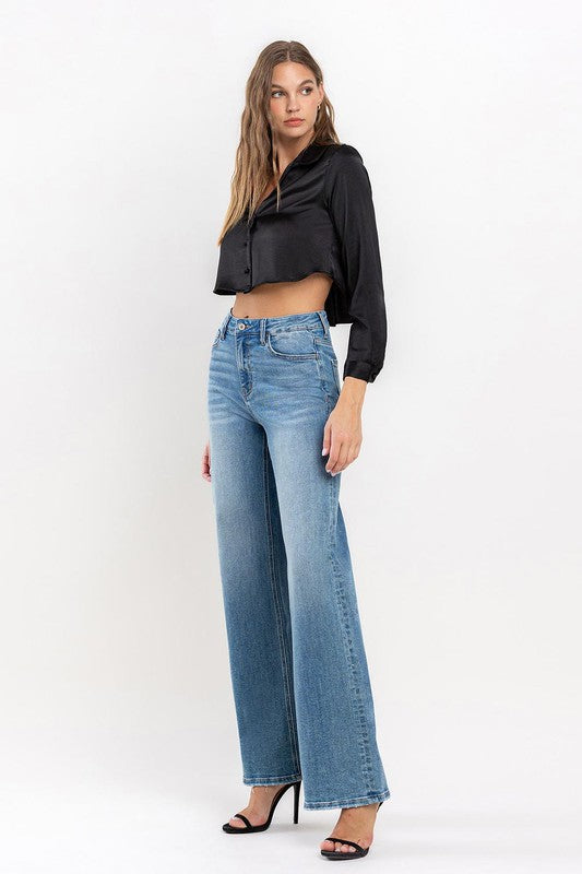 High Rise Wide Leg Jeans RIGHTEOUSLY by VERVET by Flying Monkey | Fleurcouture