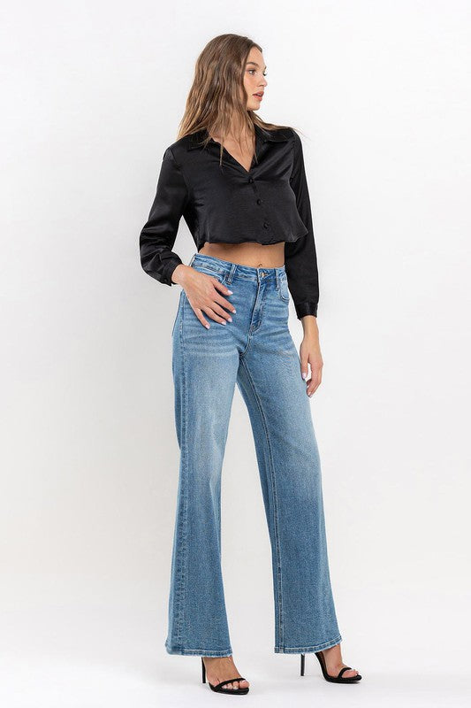 High Rise Wide Leg Jeans RIGHTEOUSLY by VERVET by Flying Monkey | Fleurcouture