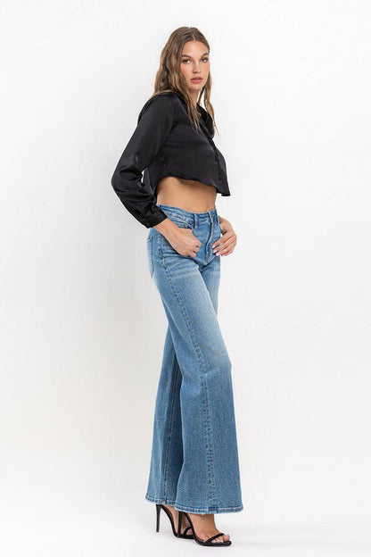 High Rise Wide Leg Jeans RIGHTEOUSLY by VERVET by Flying Monkey | Fleurcouture