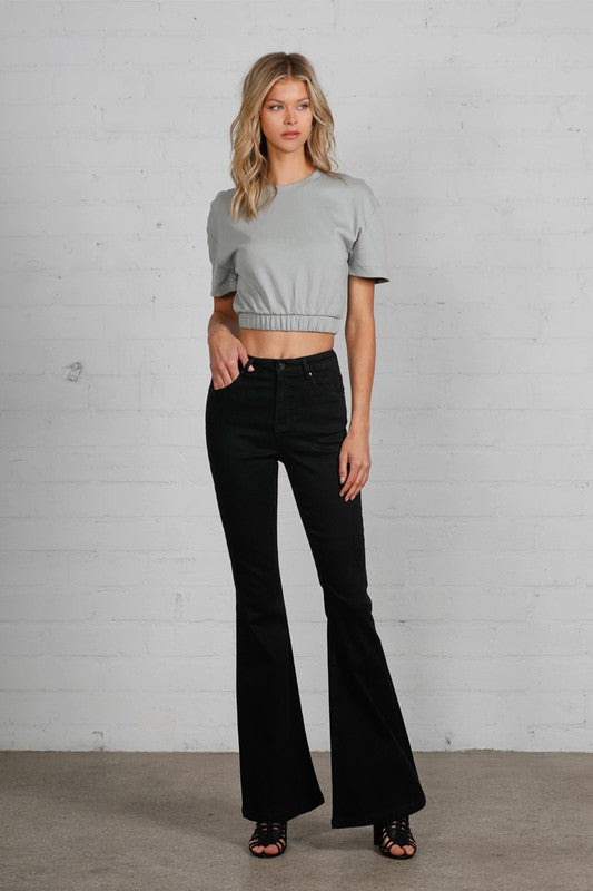 High Rise Wider Flare Jeans BLACK by Denim Lab USA | Fleurcouture