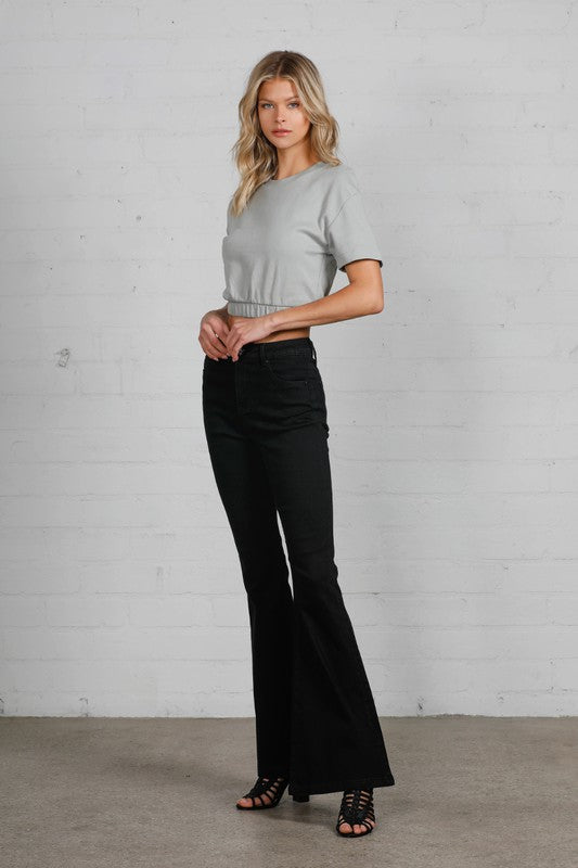 High Rise Wider Flare Jeans BLACK by Denim Lab USA | Fleurcouture