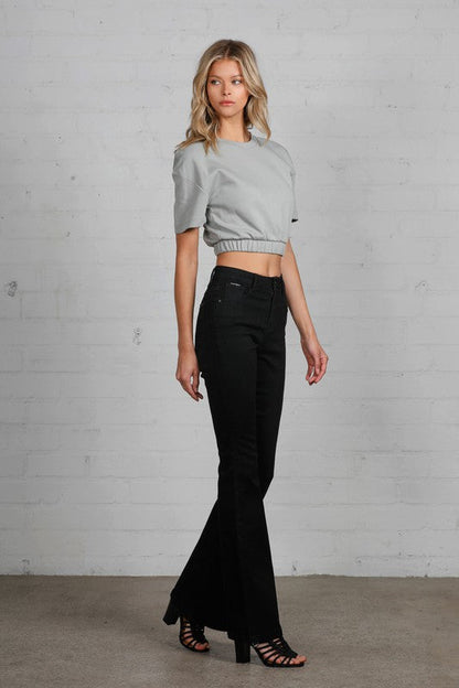 High Rise Wider Flare Jeans BLACK by Denim Lab USA | Fleurcouture