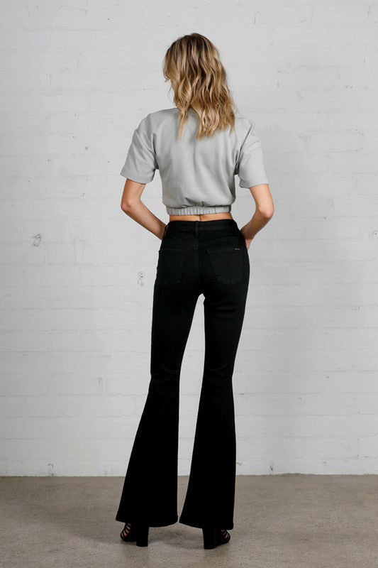 High Rise Wider Flare Jeans BLACK by Denim Lab USA | Fleurcouture