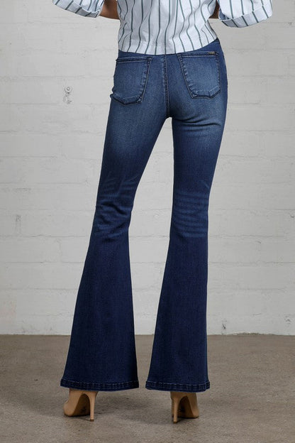 High Rise Wider Flare Jeans DARK by Denim Lab USA | Fleurcouture