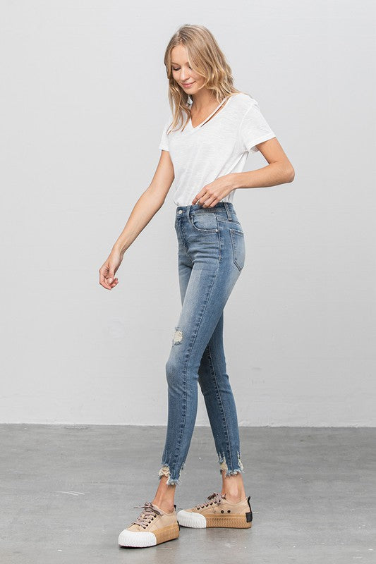 HIGH STRETCH MID RISE SKINNY JEANS MEDIUM by Insane Gene | Fleurcouture