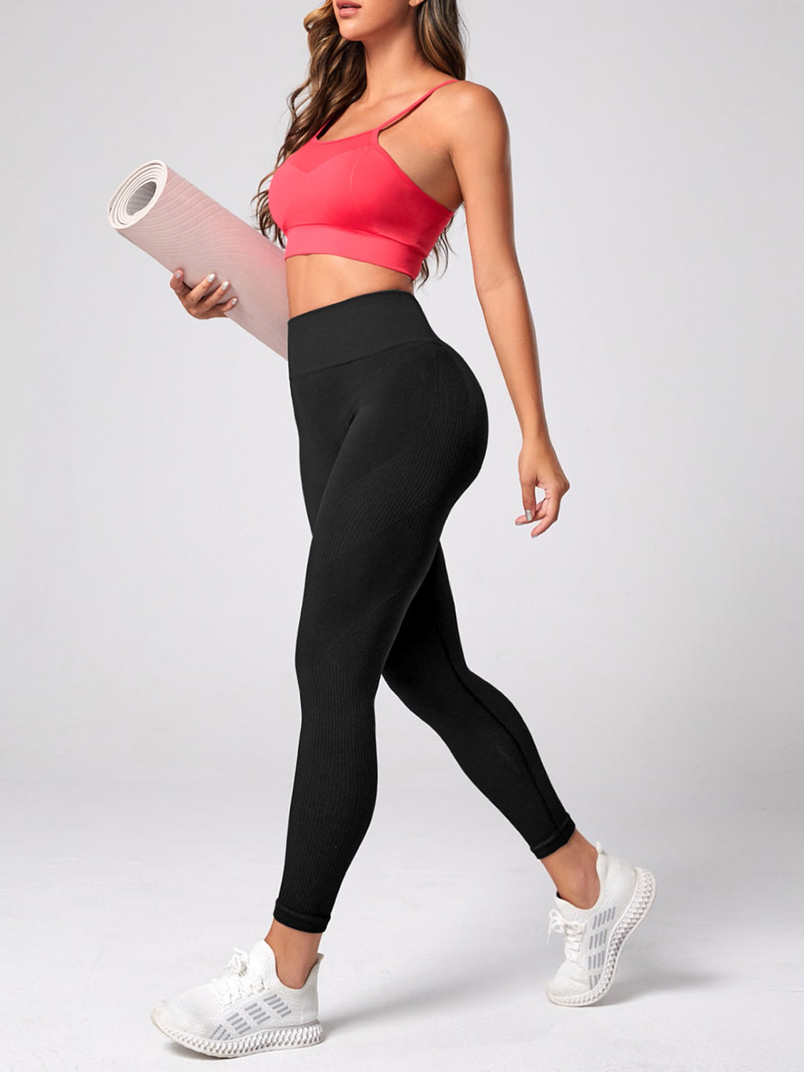 High Waist Active Leggings Black Activewear by Trendsi | Fleurcouture