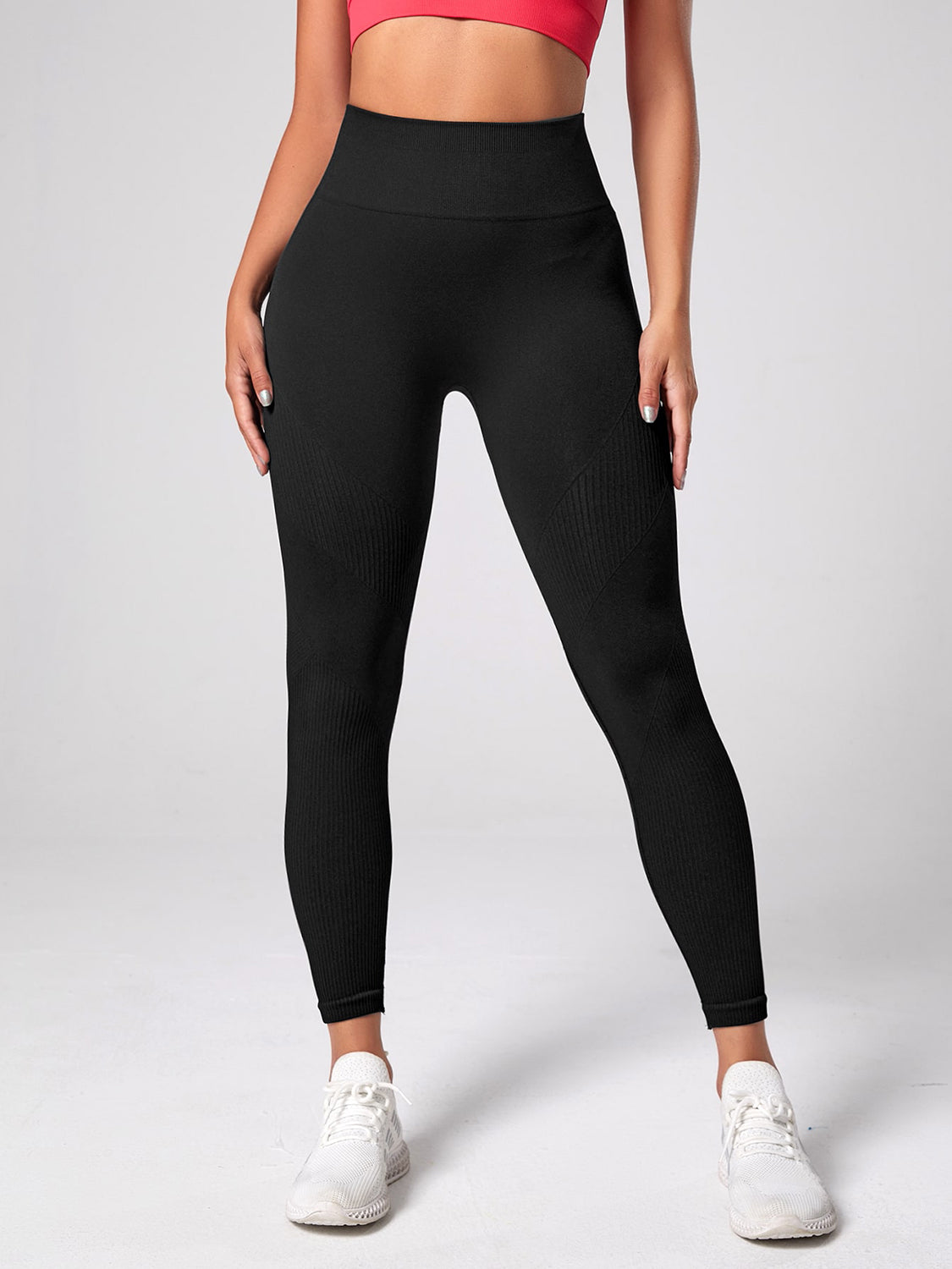 High Waist Active Leggings Black S Activewear by Trendsi | Fleurcouture