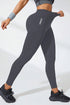 High Waist Active Leggings Dark Gray S Bottoms by Trendsi | Fleurcouture