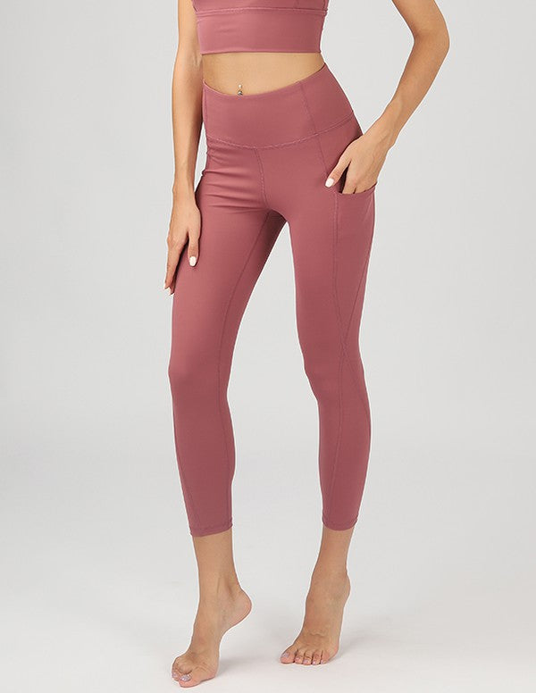 High Waist Buttery soft Leggings Yoga Pants Mauve S by OTOS Active | Fleurcouture