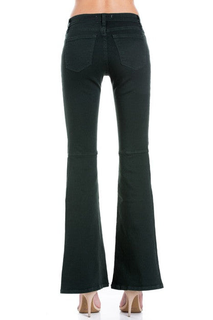 high waist flare denim pants chocolate by O2 Denim | Fleurcouture