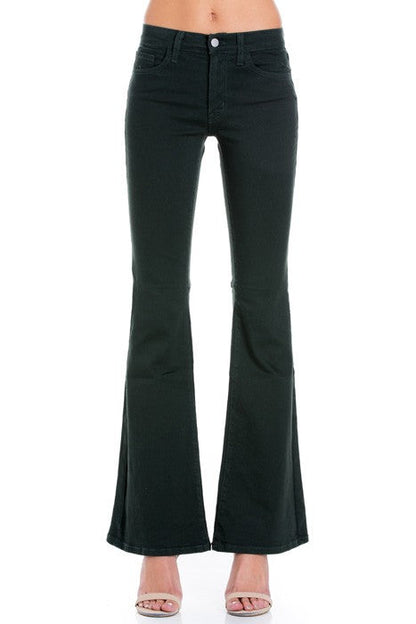 high waist flare denim pants chocolate by O2 Denim | Fleurcouture