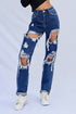 High Waist Ripped Baggy Jeans DARK 1 by Denim Lab USA | Fleurcouture