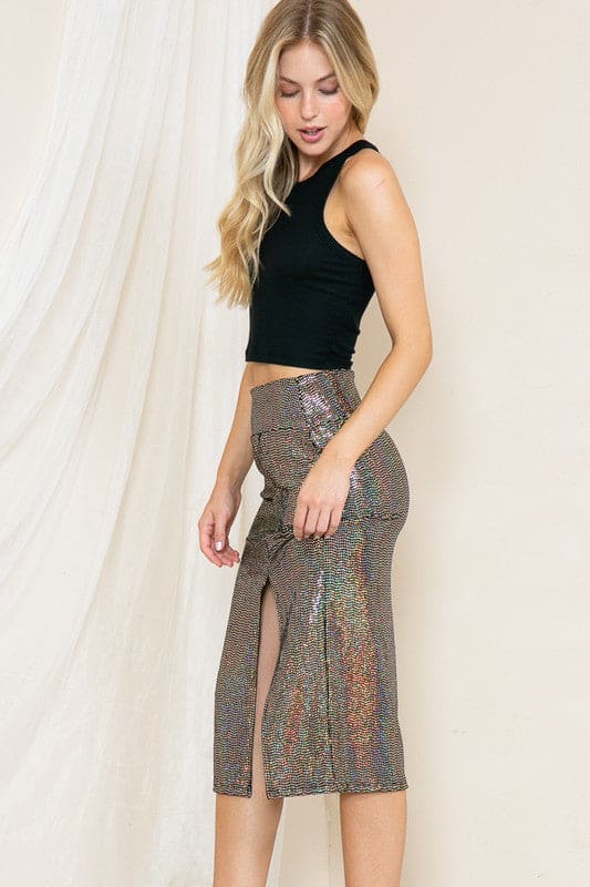 High Waist Sequin Skirt by Orange Farm Clothing | Fleurcouture