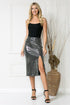 High Waist Sequin Skirt SILVER L by Orange Farm Clothing | Fleurcouture