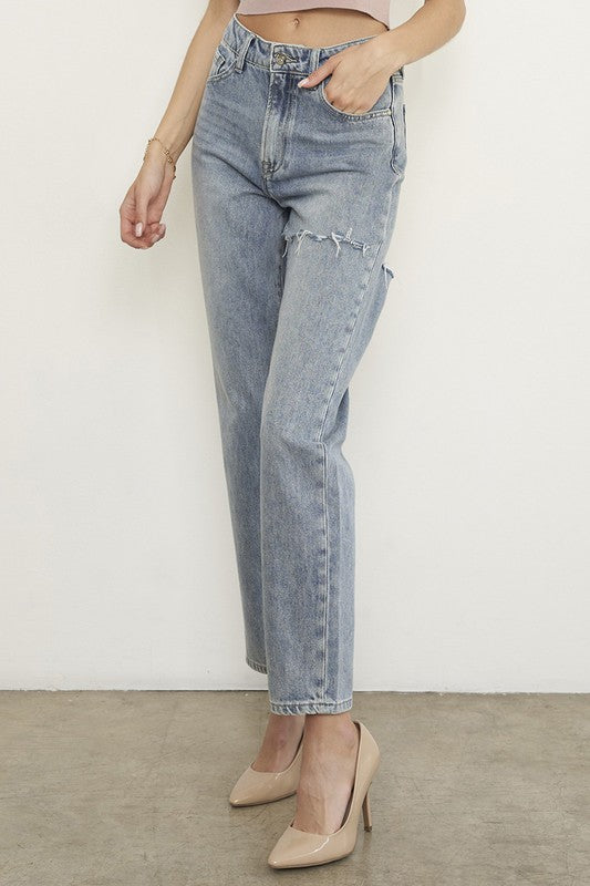 High Waist Straight Jeans LIGHT by Denim Lab USA | Fleurcouture