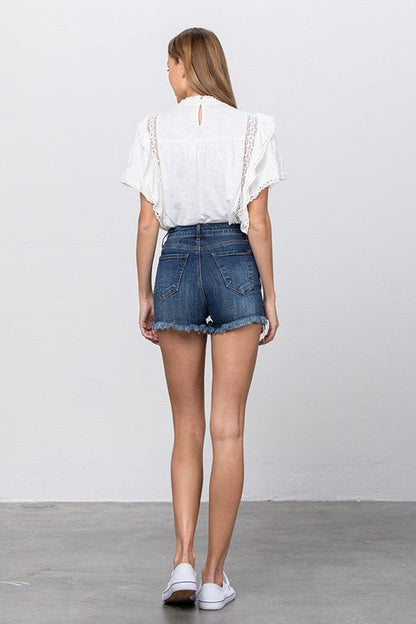 HIGH WAIST WITH LACE LINING TRIM SHORTS DARK by Insane Gene | Fleurcouture