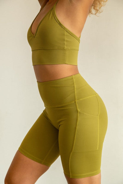 High Waist Yoga pants Short Side Pocket by OTOS Active | Fleurcouture