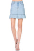 High Waisted A-line Ruffle Hem Denim Skirt Light Wash S by O2 Denim | Fleurcouture