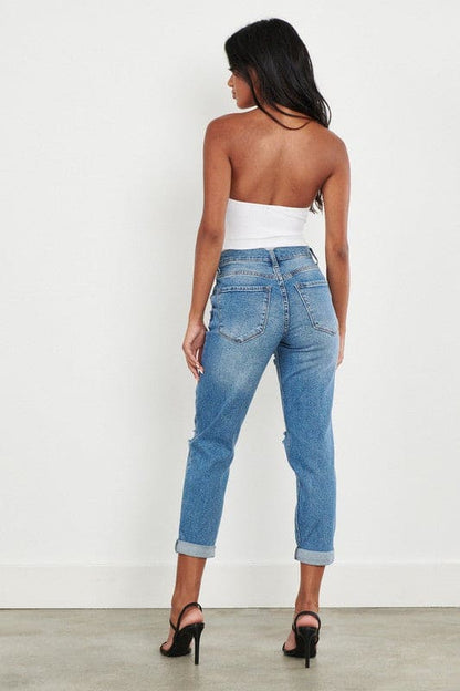 High Waisted Boyfriend Jeans Medium Stone by Vibrant M.i.U | Fleurcouture