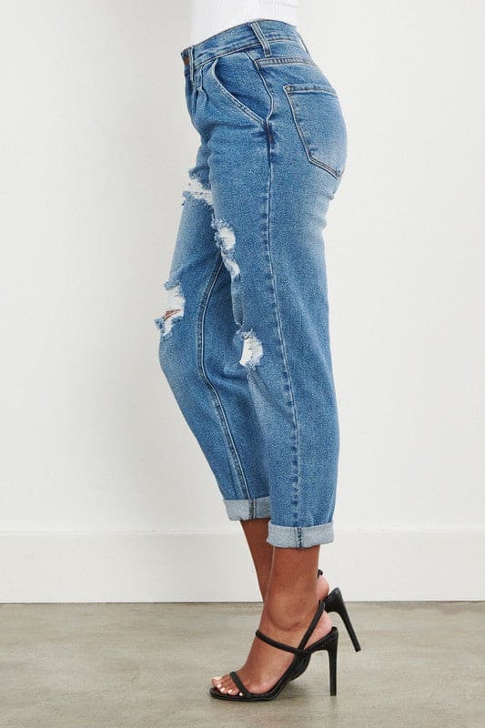 High Waisted Boyfriend Jeans Medium Stone by Vibrant M.i.U | Fleurcouture