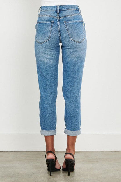 High Waisted Boyfriend Jeans Medium Stone by Vibrant M.i.U | Fleurcouture