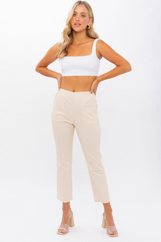 High-Waisted Crop Pants CREAM by LE LIS | Fleurcouture